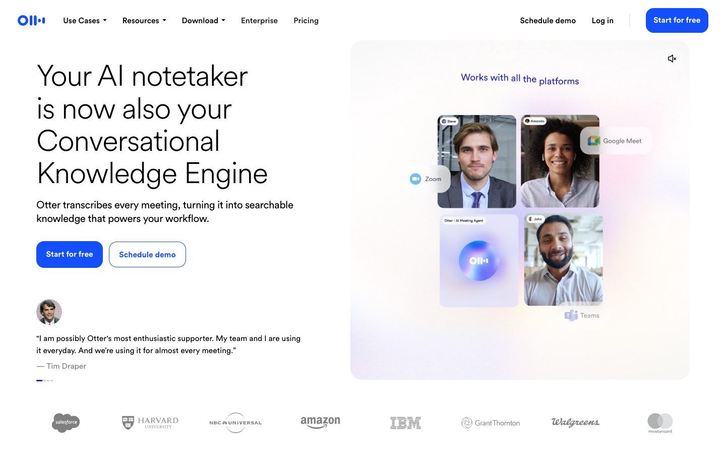 Otter.ai website homepage
