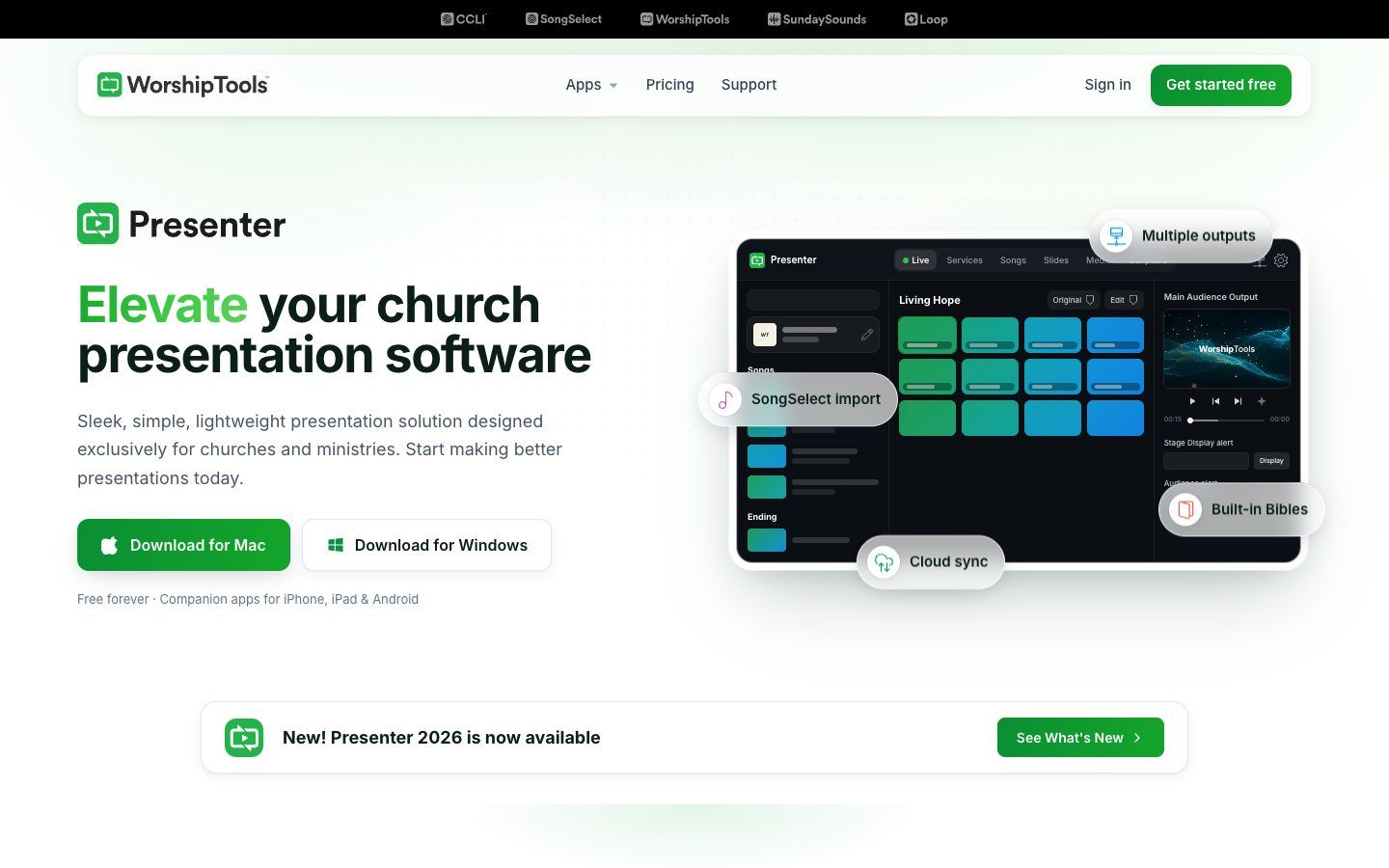 Presenter website homepage