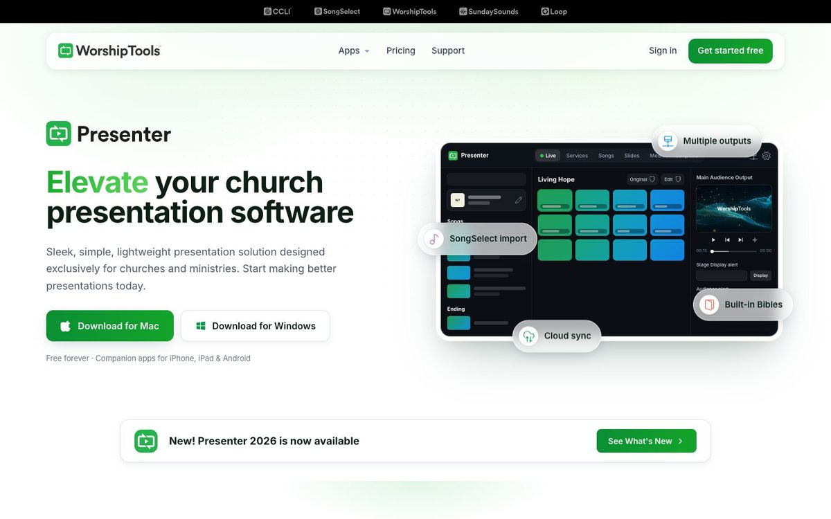 Presenter website homepage