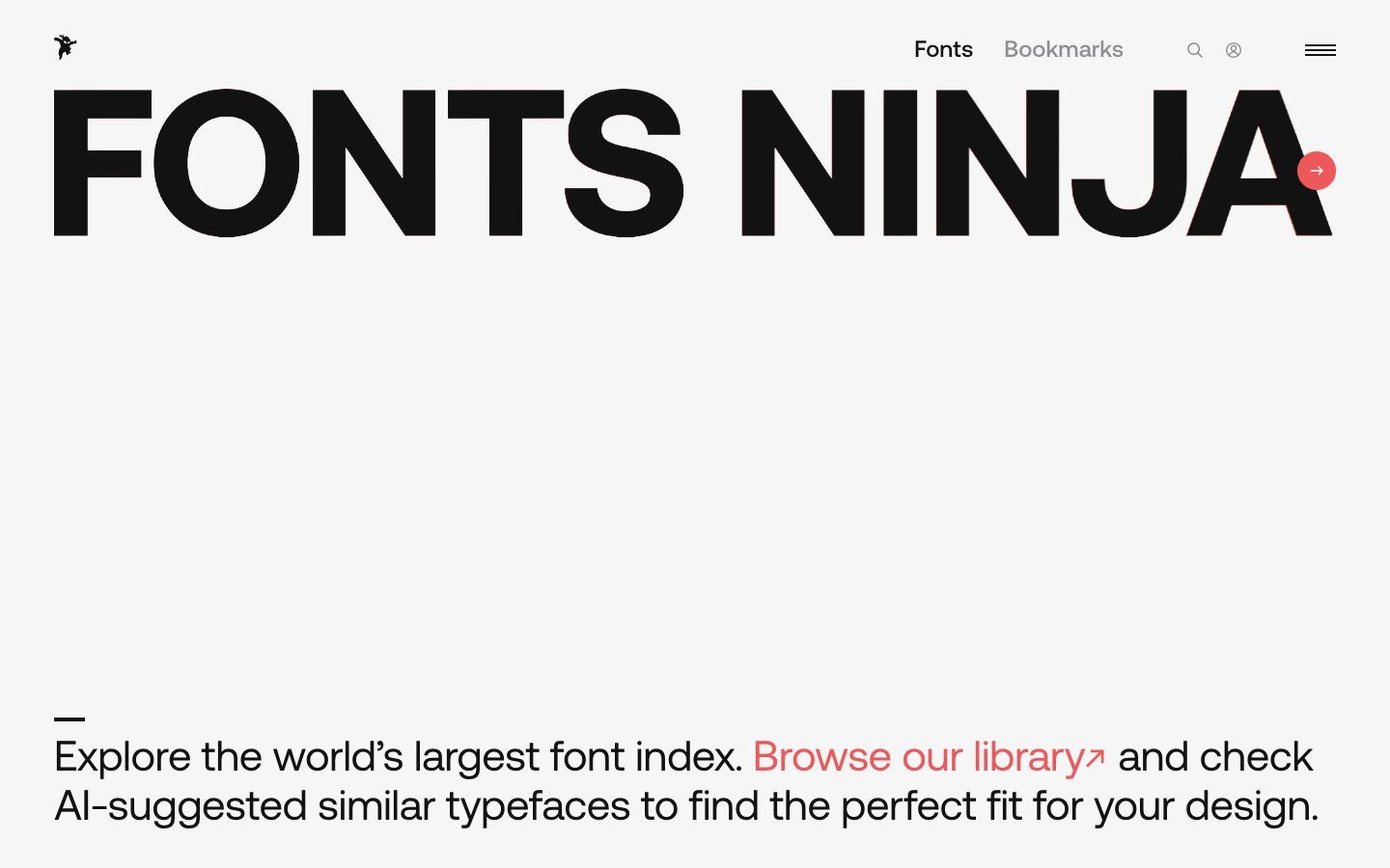 Font Ninja website homepage