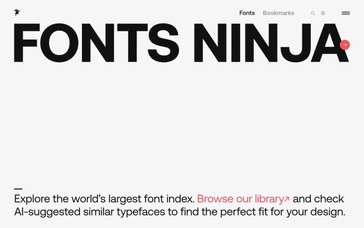 Font Ninja website homepage