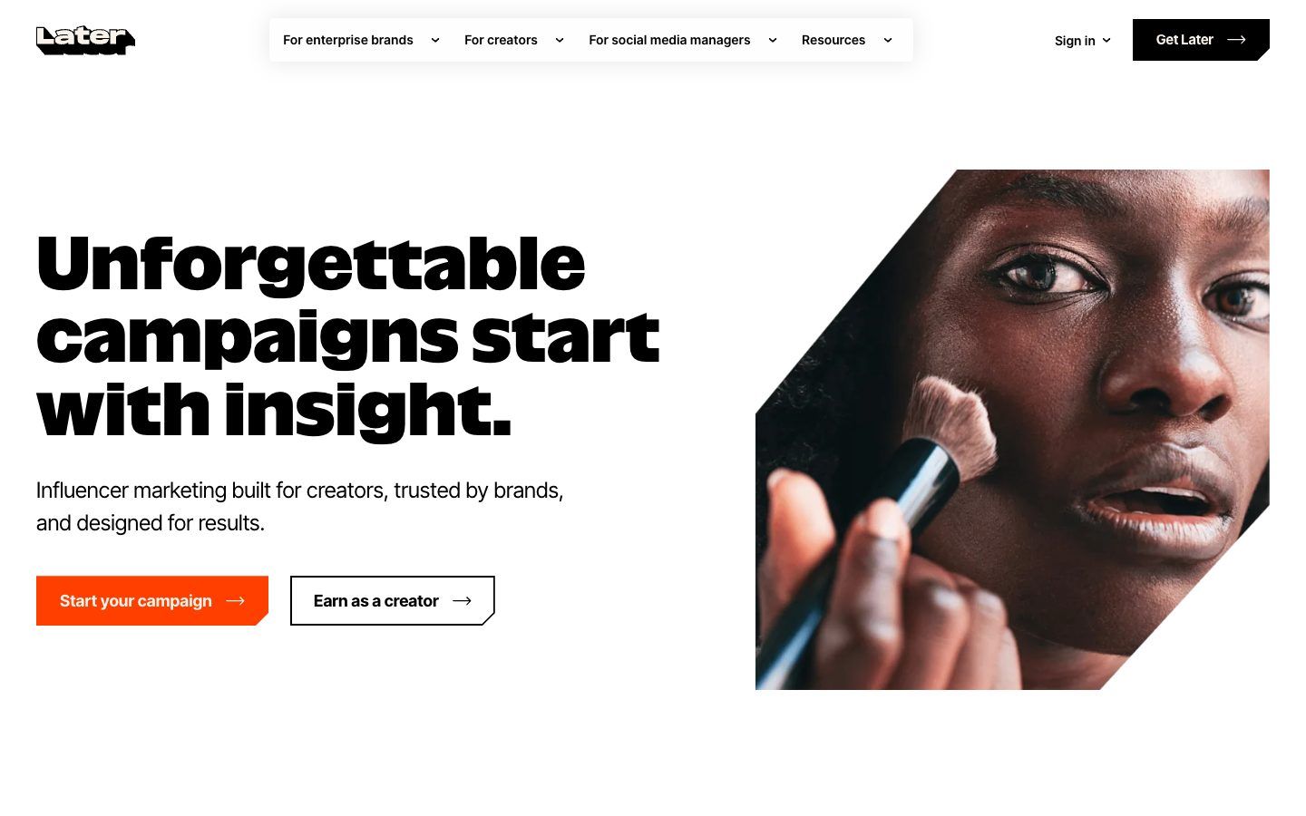 Later website homepage