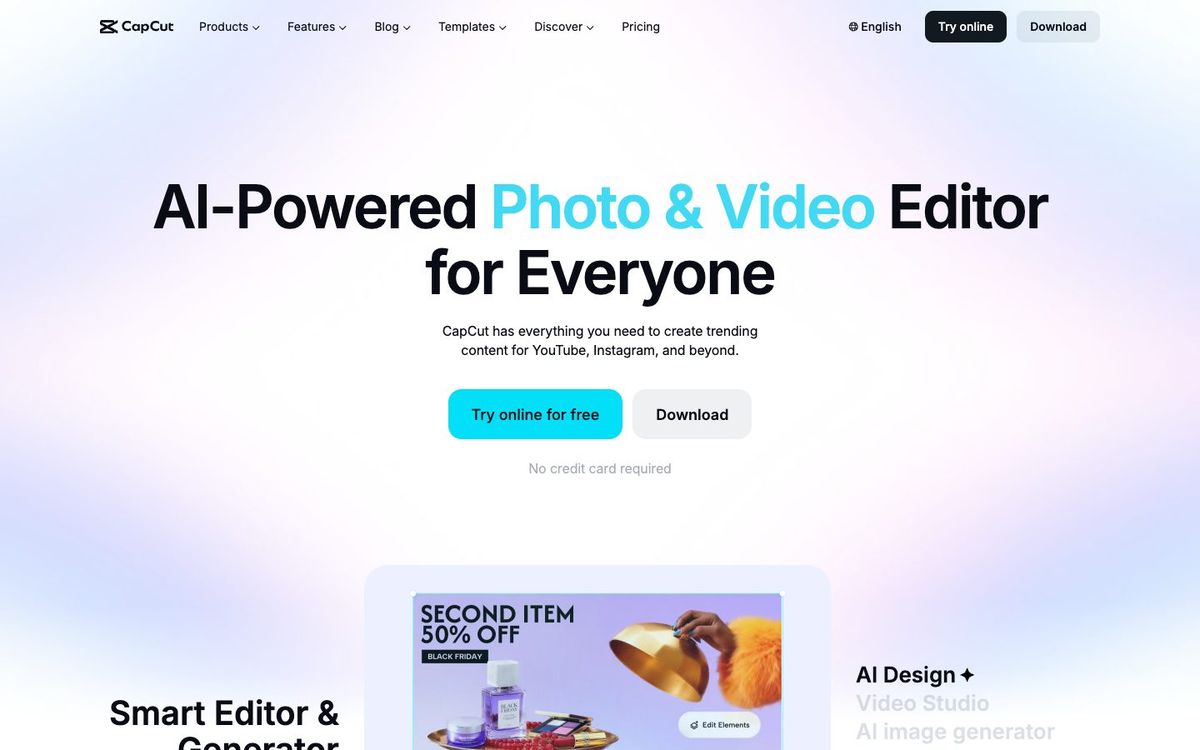 CapCut website homepage