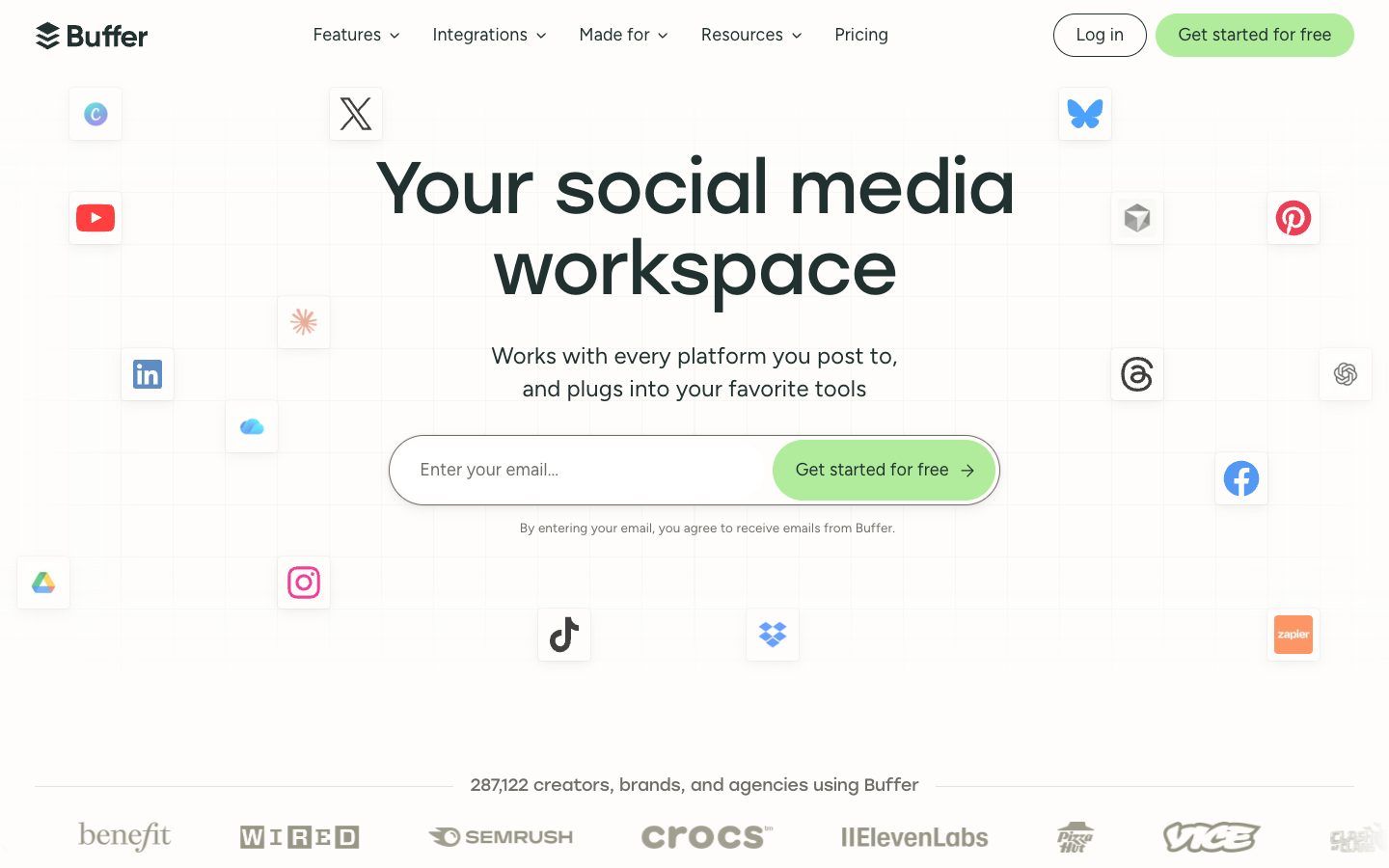 Buffer website homepage