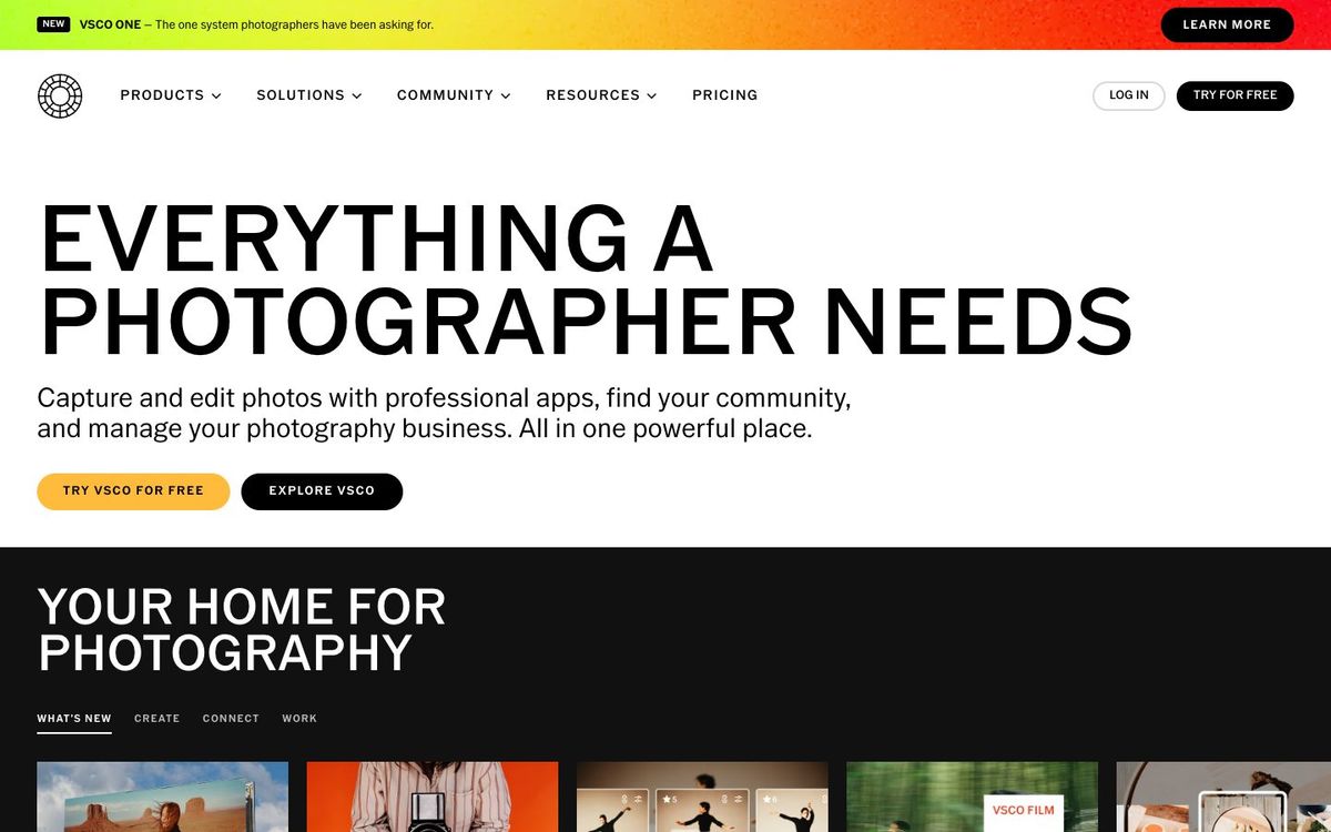 VSCO website homepage