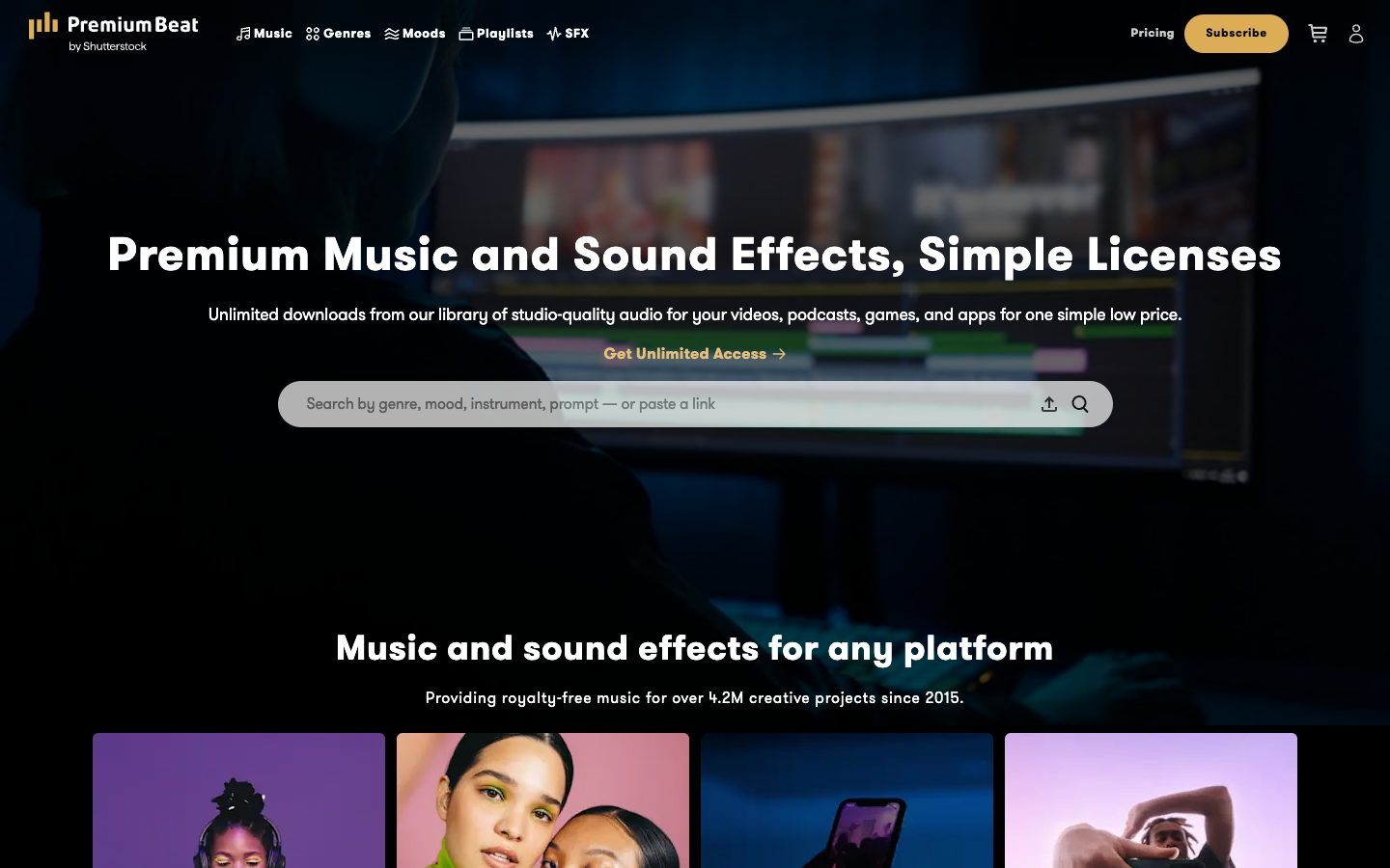 PremiumBeat website homepage