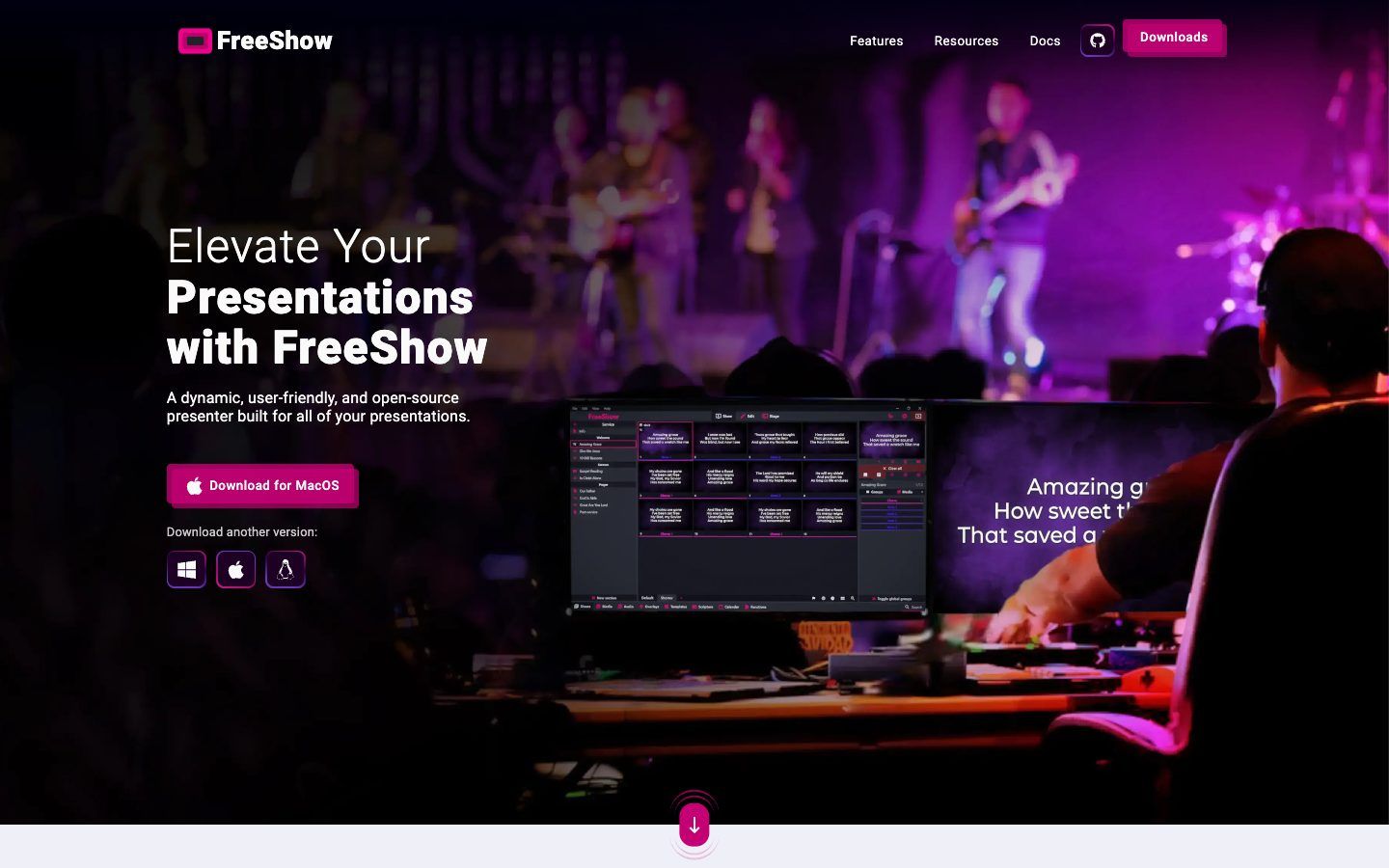 FreeShow website homepage