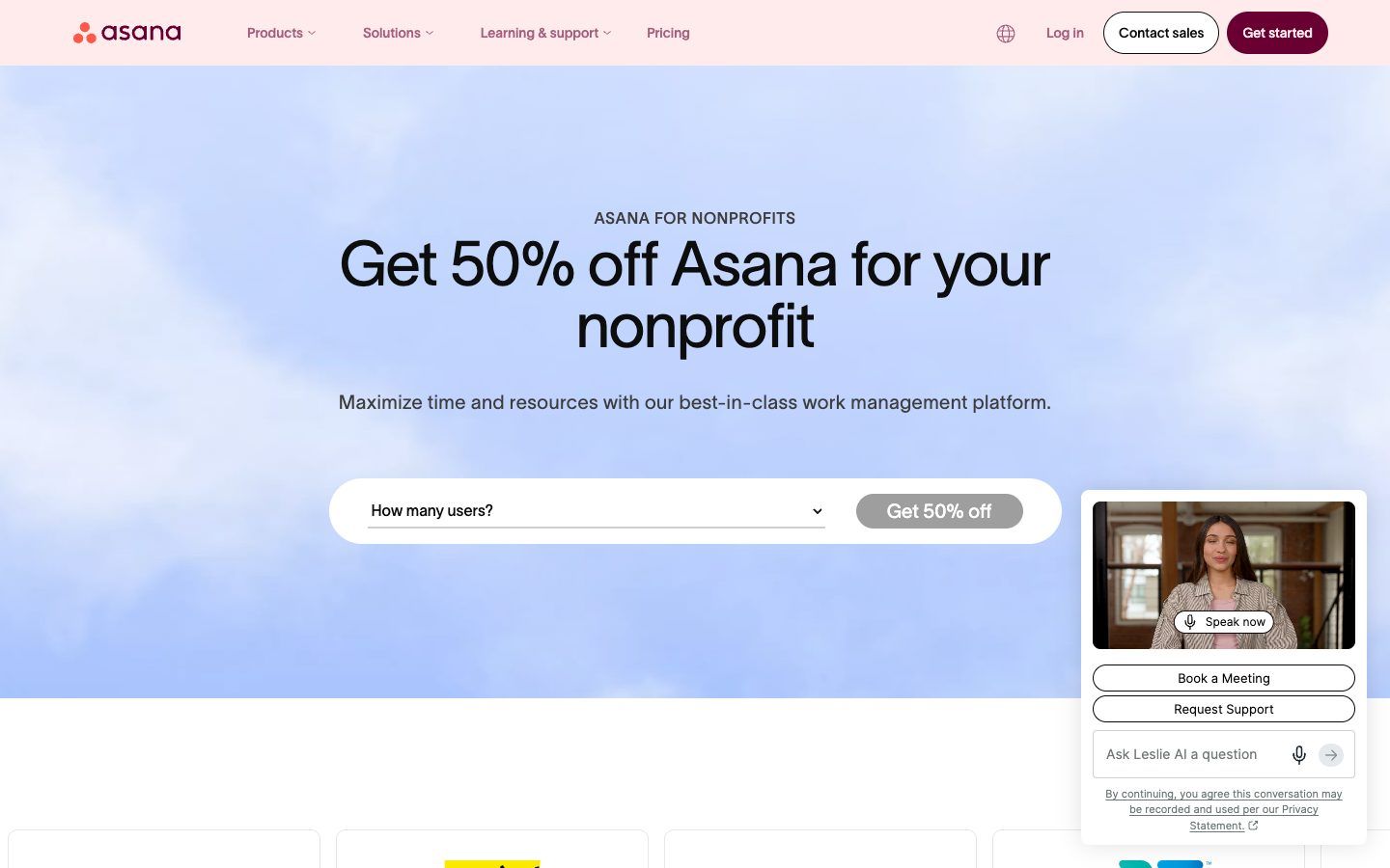 Asana website homepage
