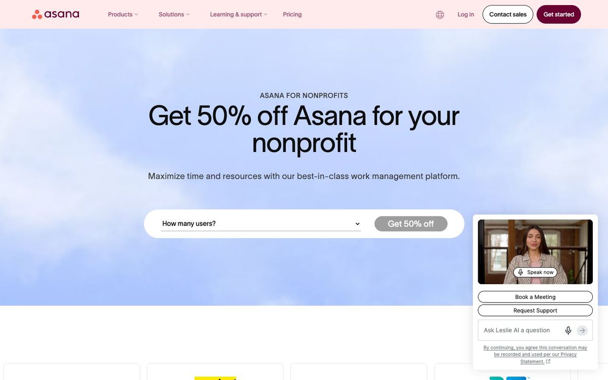 Asana website homepage