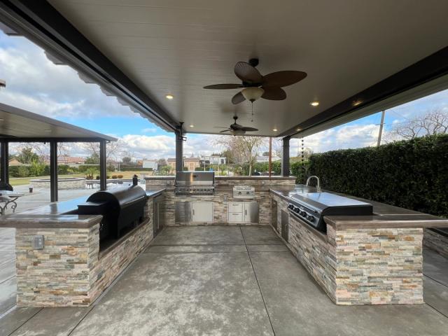 Covered outdoor kitchen with modern design