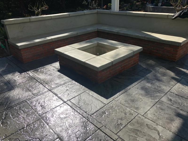 Concrete fire pit with comfortable seating arrangement