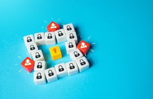 Attackers try to steal data. Hackers breaking the security system. Cybersecurity trends and threats. Cyber-attack trends. Data leakage, industrial espionage. Safety vulnerabilities, intrusion threat. Patenting, protection of intellectual property.
