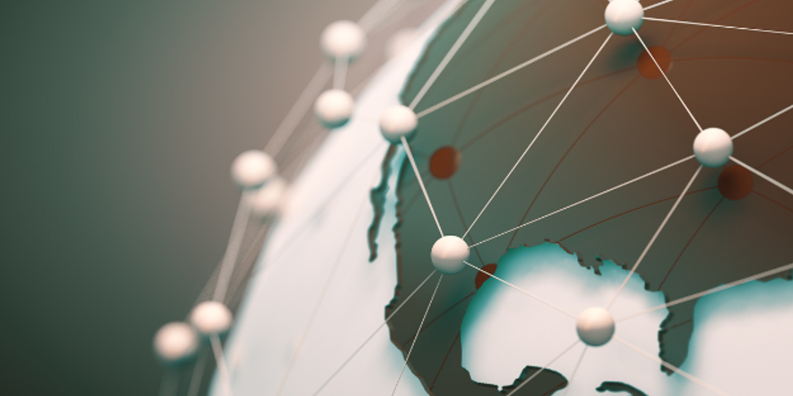 A globe with a digital network overlay
