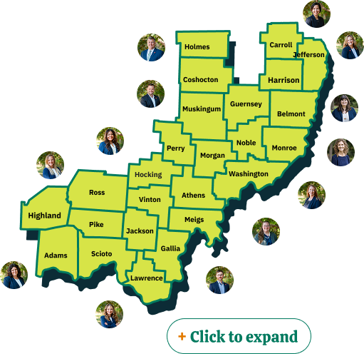 Clickable map of counties with Ohio SE staff
