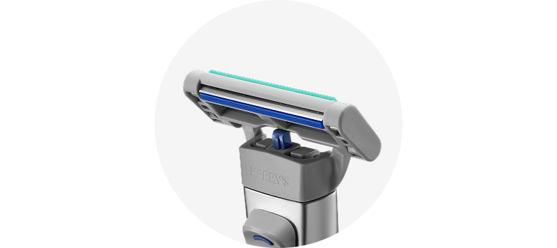 Close up of precision trimmer on Harry's Plus razor cartridge
