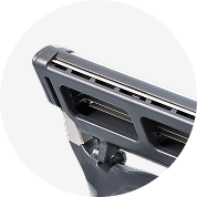 Close-up of a precision blade on back of razor cartridge
