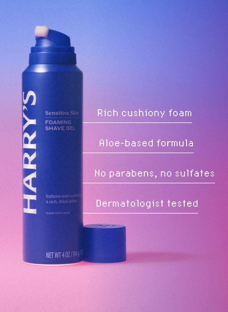 Large 6.7oz Shave Gel against pink and purple gradient