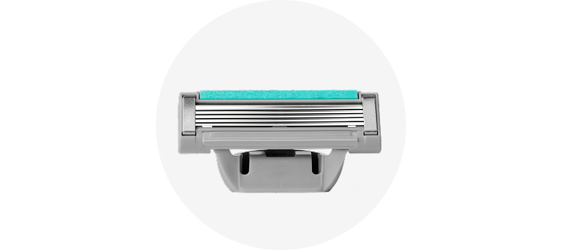 Close up of Compact Cartridge Design on Harry's Plus razor cartridge