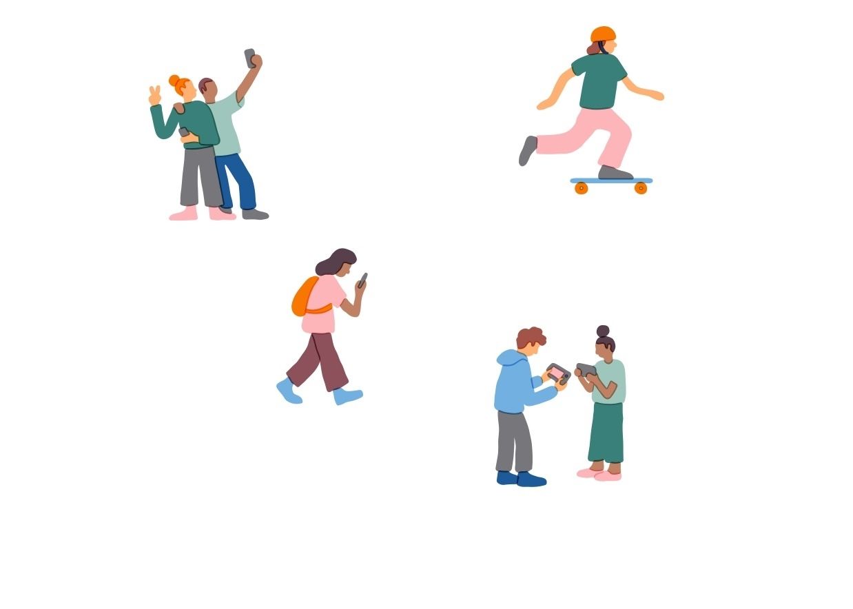 Illustration with people playing