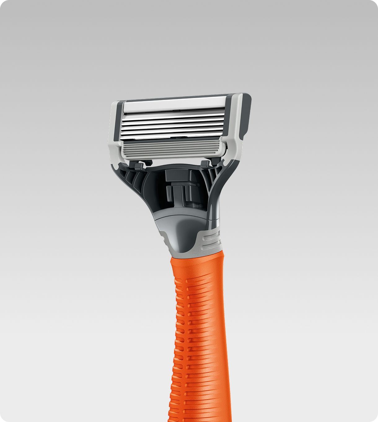 Orange Razor against grey gradient background