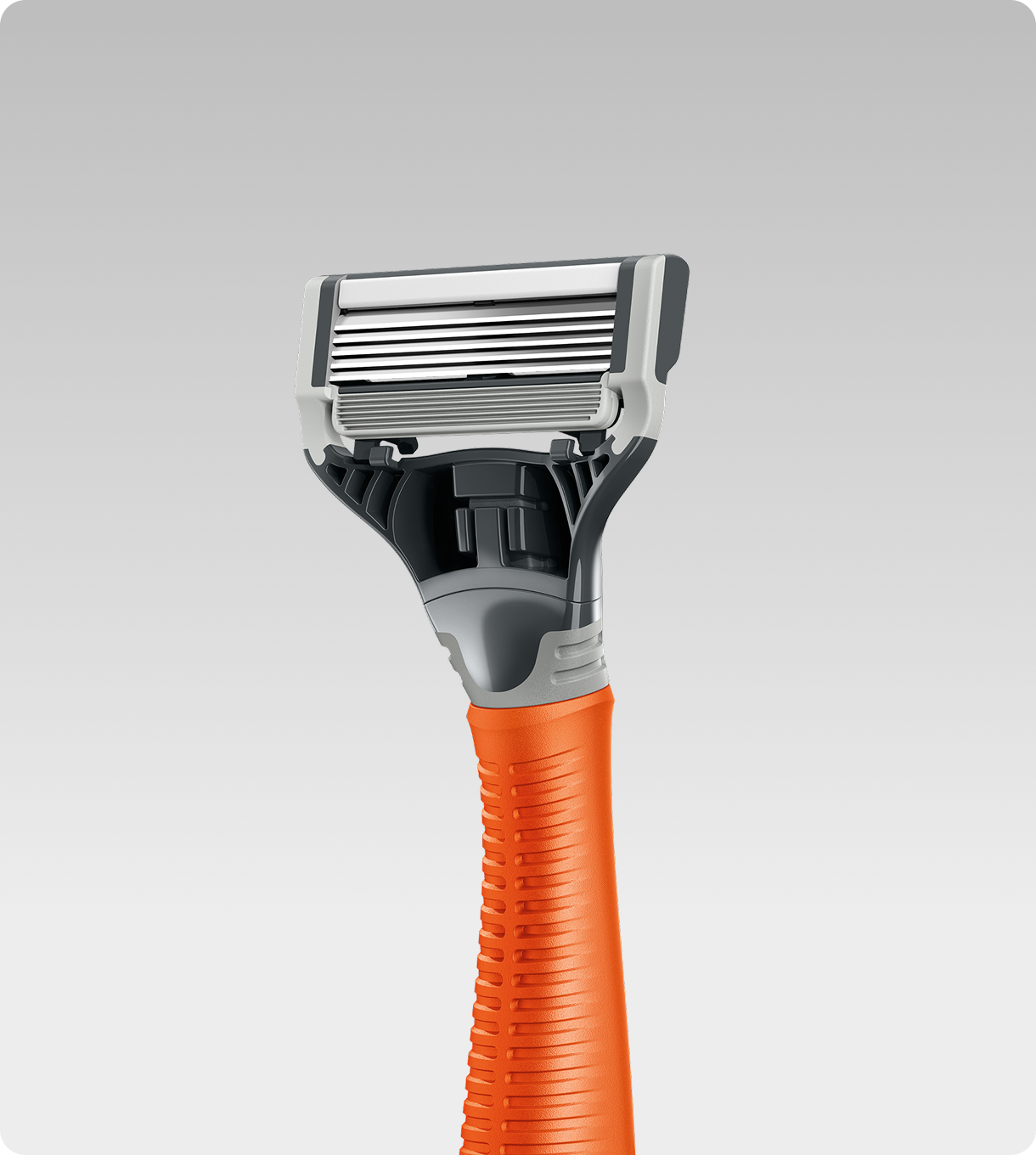 Orange Razor against grey gradient background