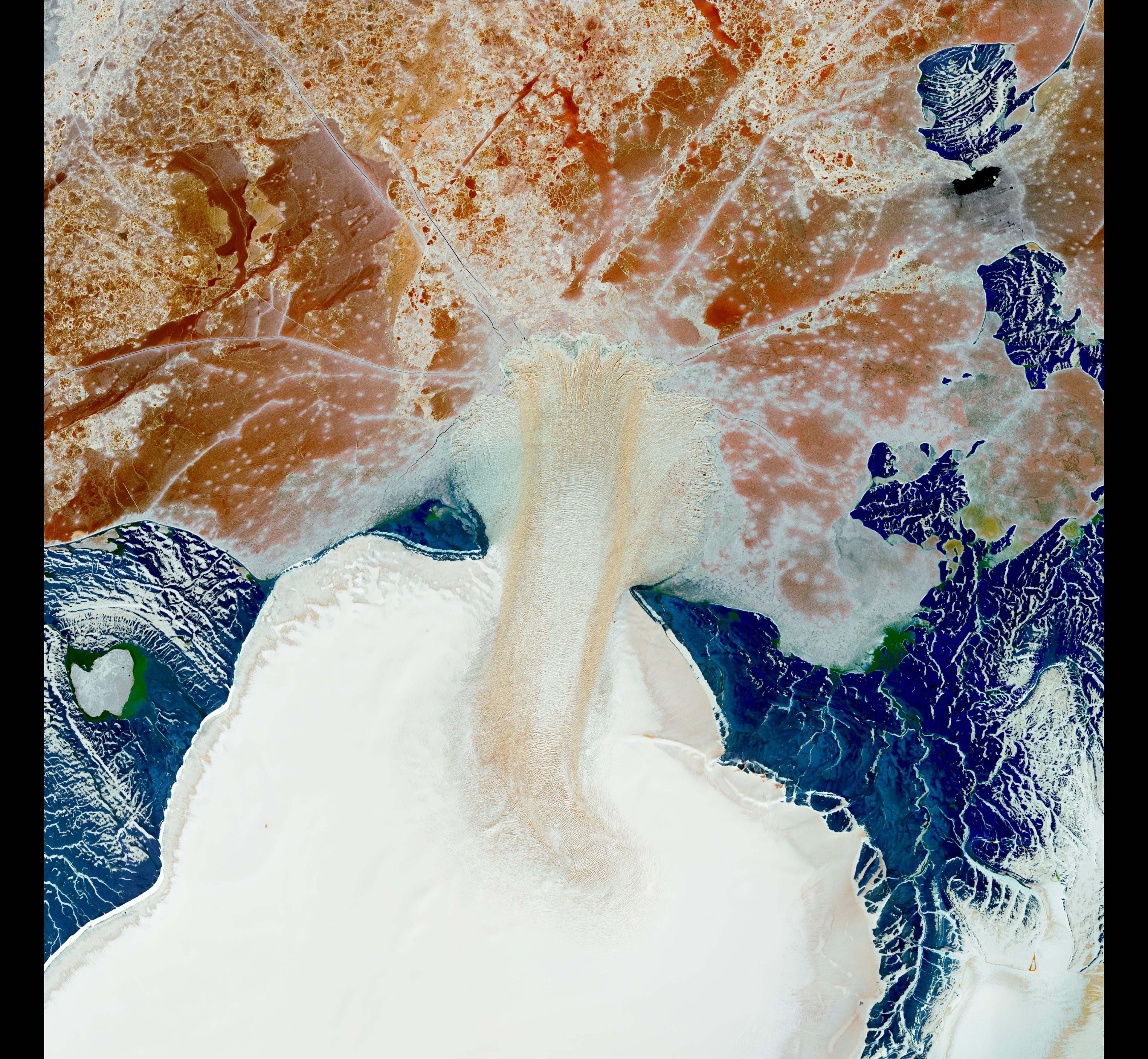 Rapid Ice Movement — Russia — Landsat 8
