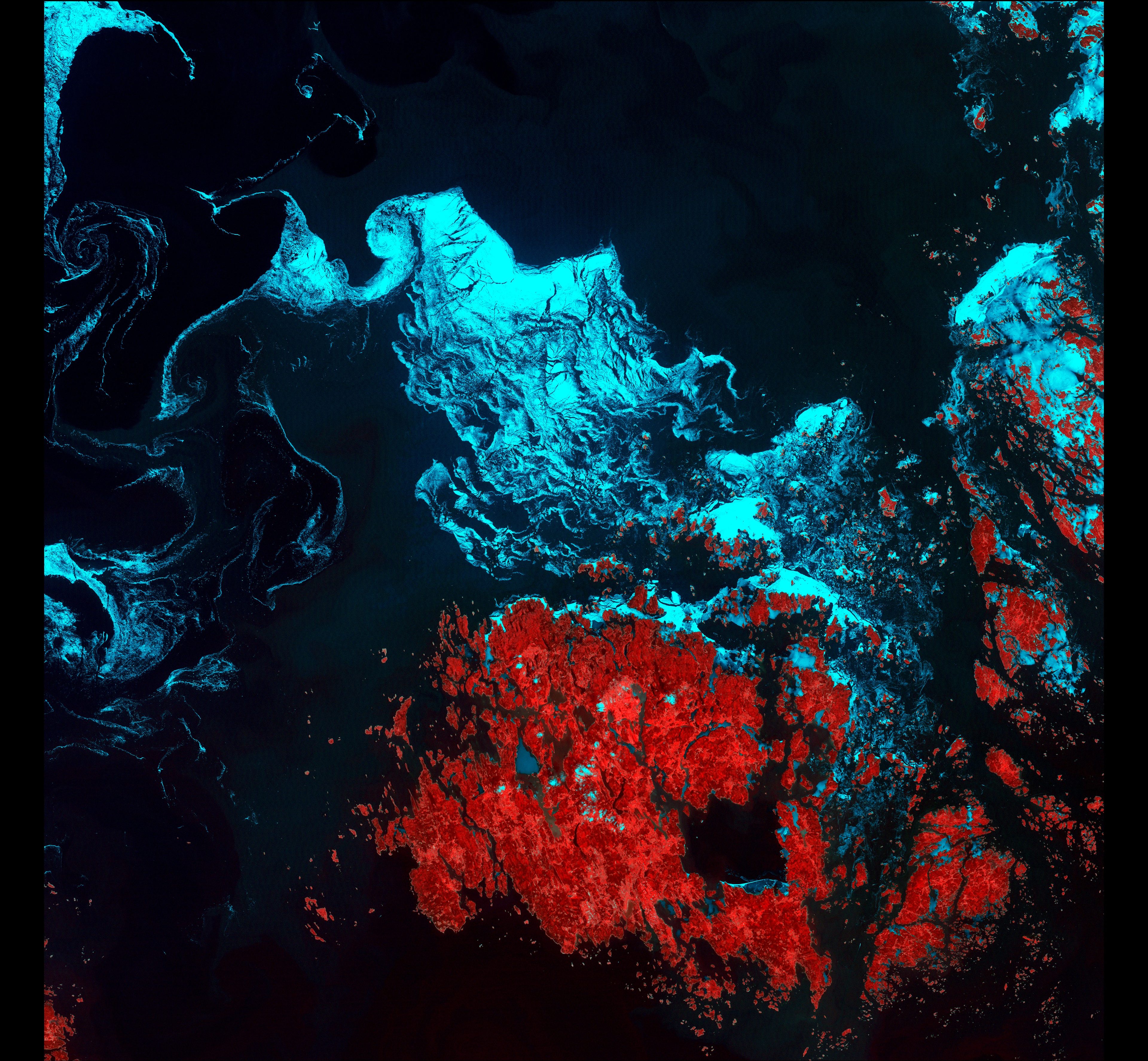 Ghostly Grease Ice — Finland — Landsat 7
