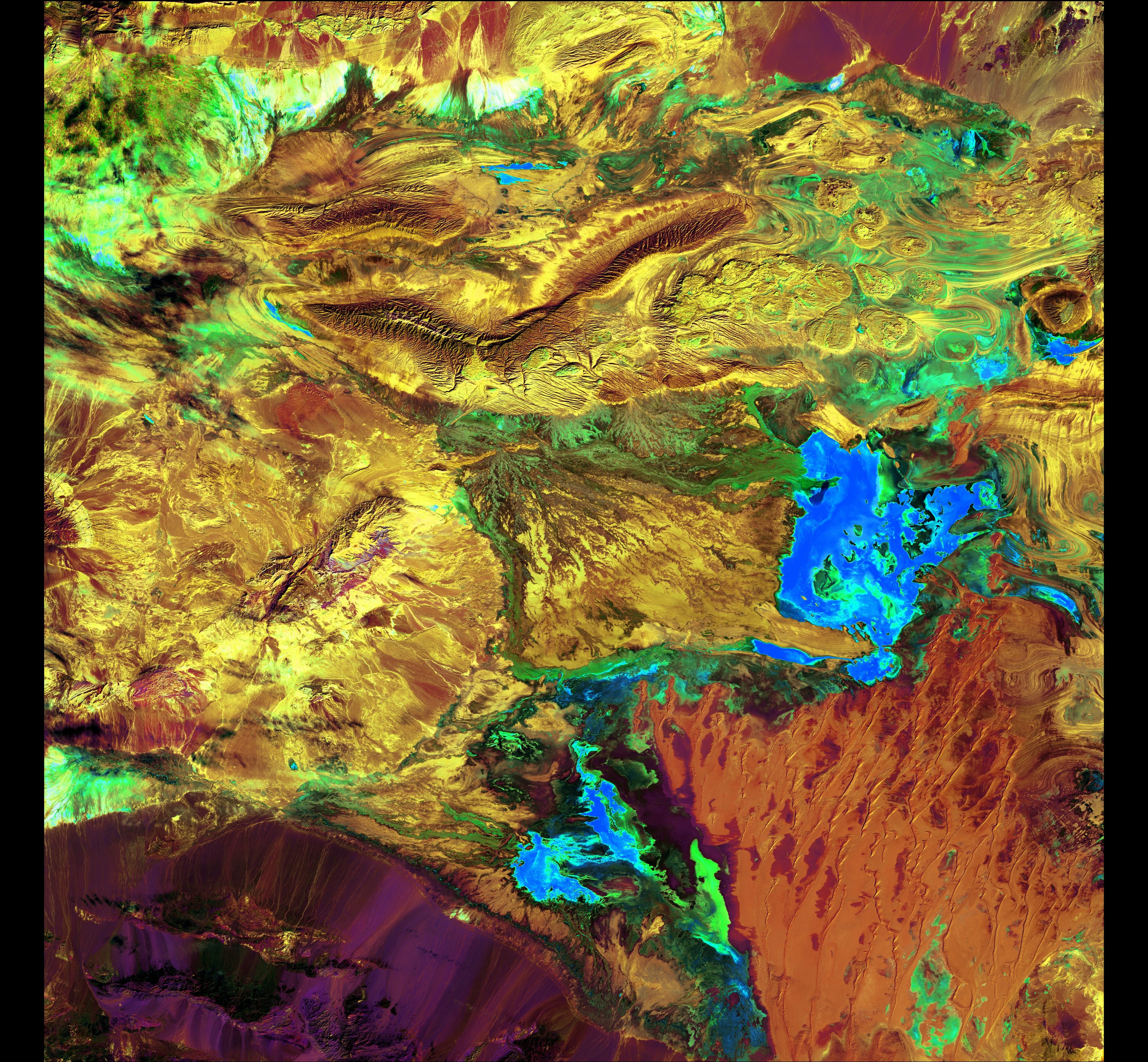 Spilled Paint — Iran — Landsat 7