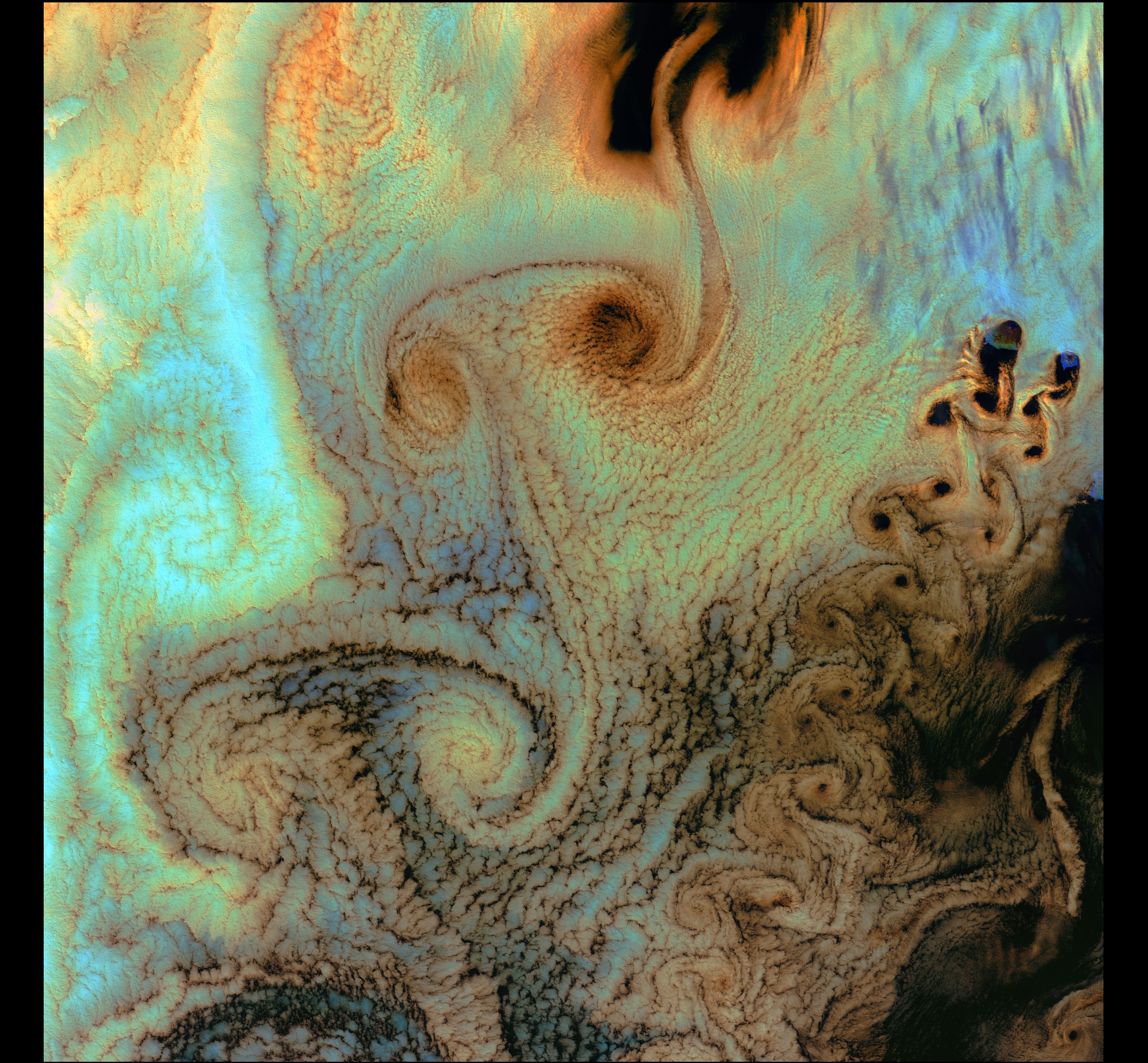 Von Karman Vortices — Alaska Region — Landsat 7