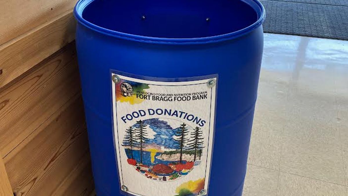 donation bin with art work by Kristin Hock at Purity