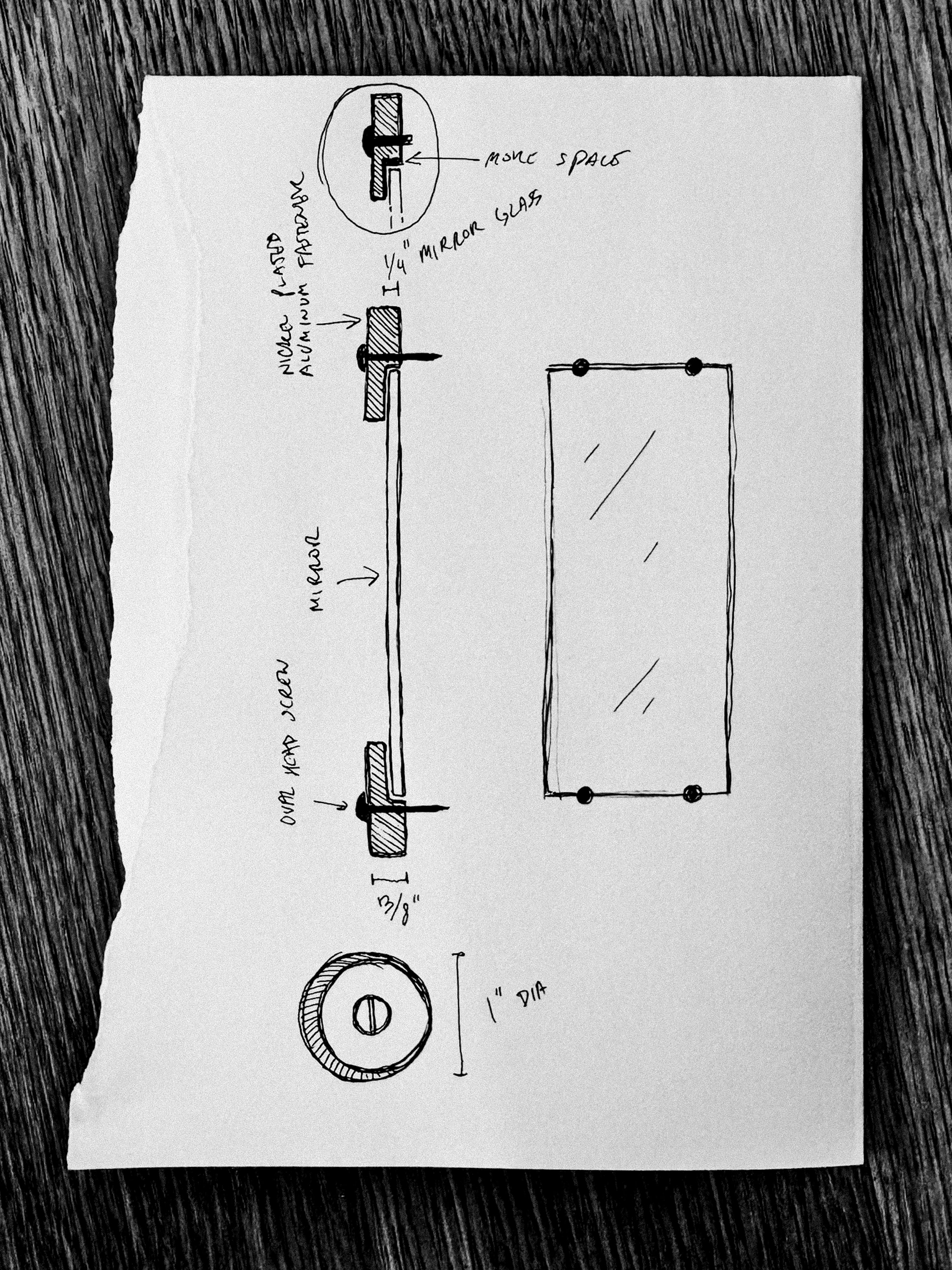hand drawn sketch on piece of torn white paper, WOE, Width Over Ears