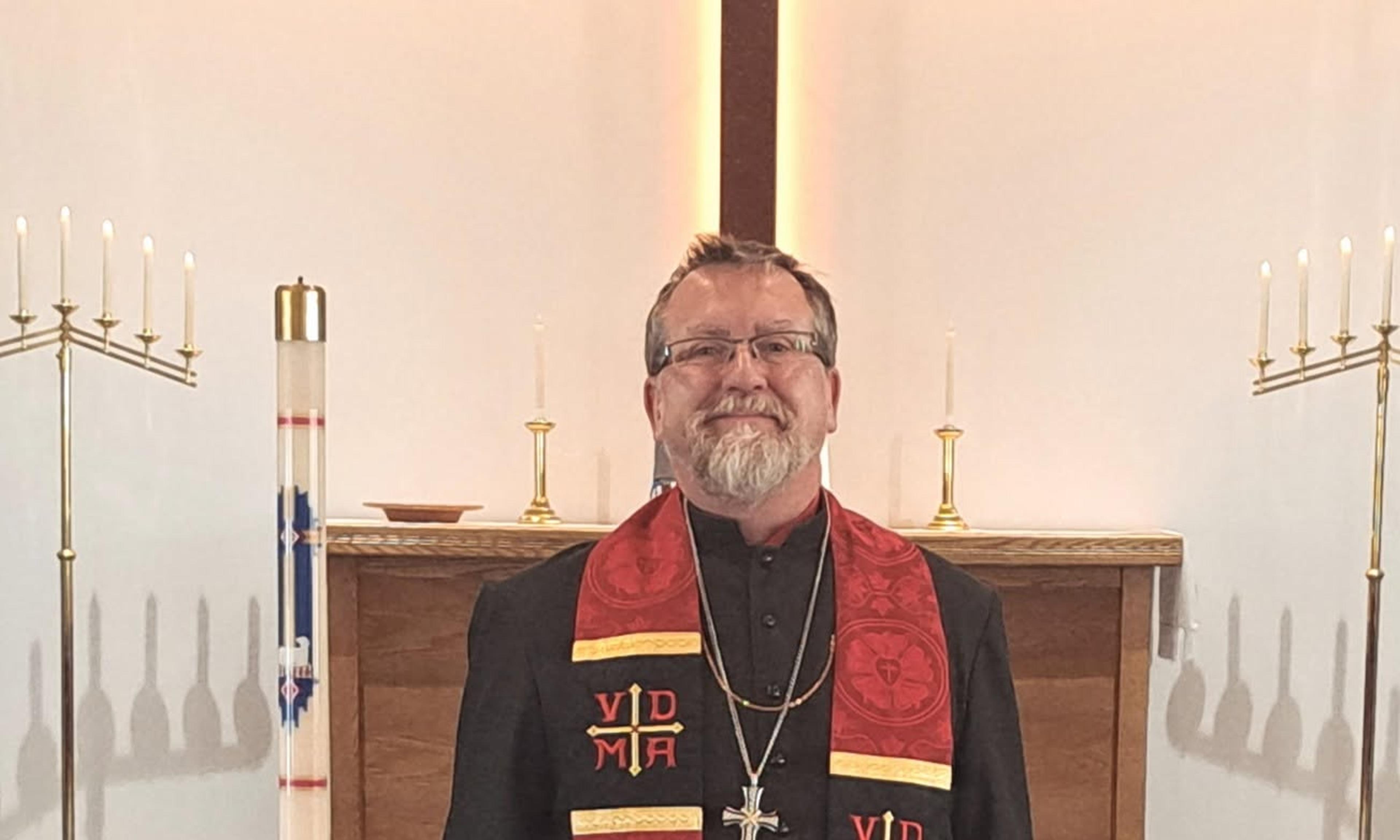 A picture of Pastor Zarling from his installation service at Lord of Lords