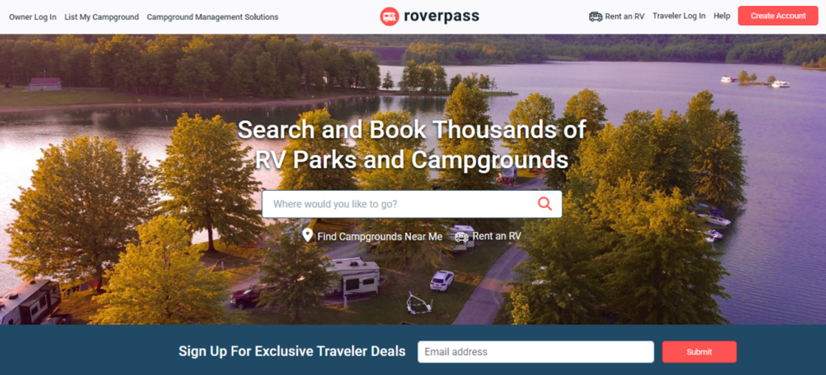 a screenshot of roverpass one of the best directories to list your park 