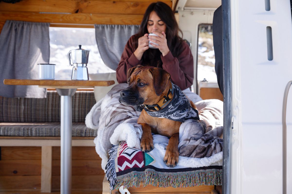 a woman in a pet friendly rv park