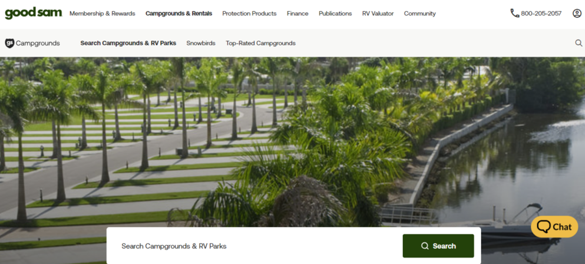 An image of the good sam website that is one of the best directories to list your park in 