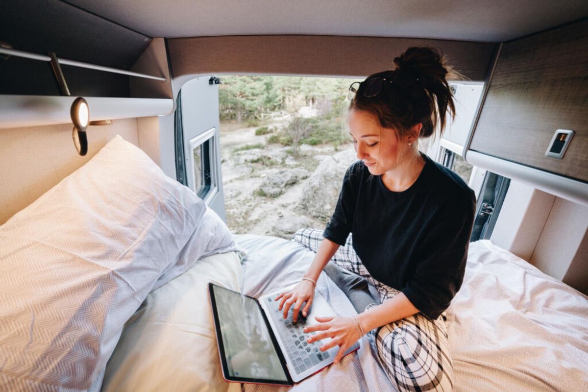 a woman checking the cap rate of her rv park