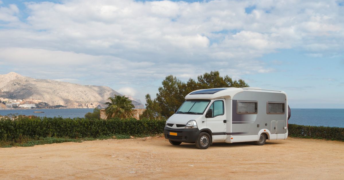 Camper van stayig in a mountain