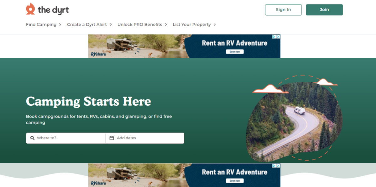 the dyrt website image