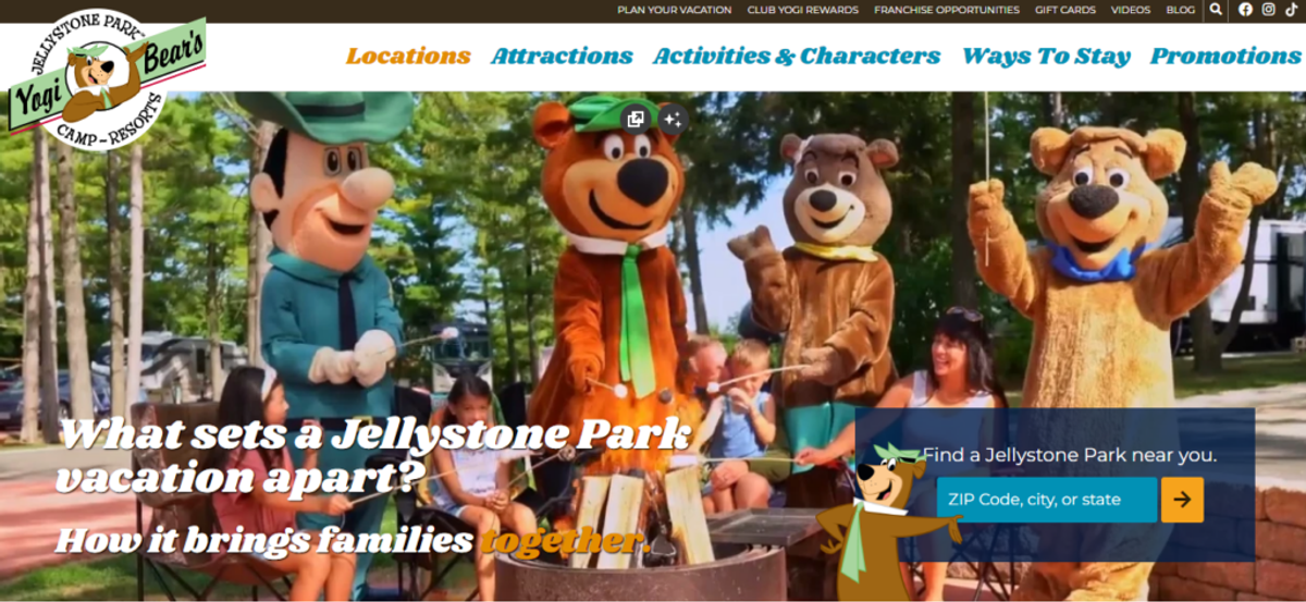 Website design of jellystone park