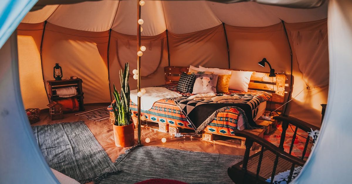 an inside view of a glamping spot tent using reservation software