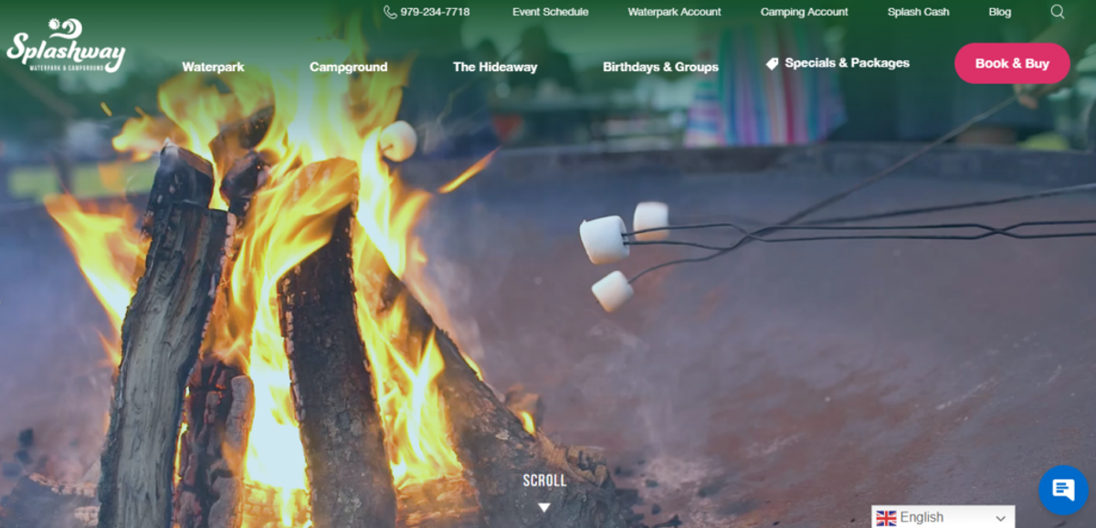 A screenshot of the splashaway design of their website 