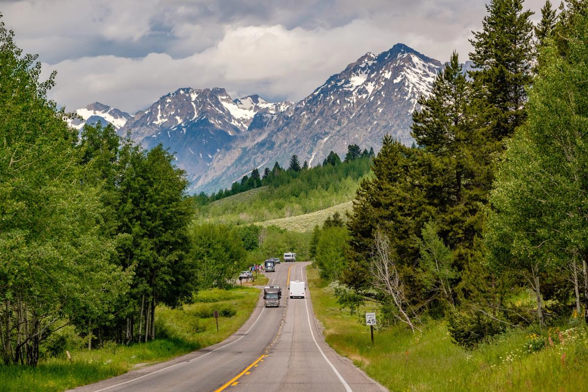 RVs in highway in Wyoming