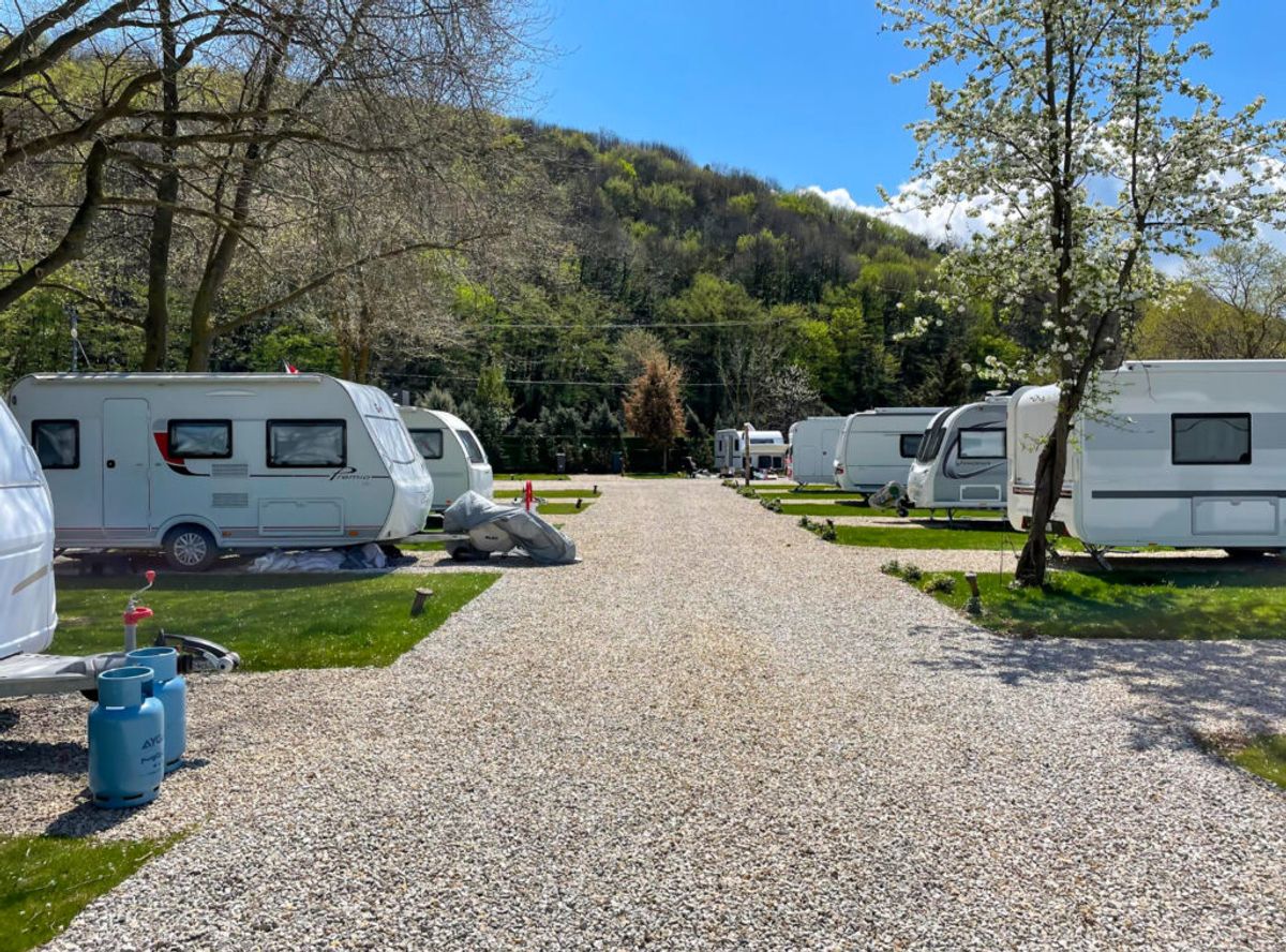 a front view of an rv park layout