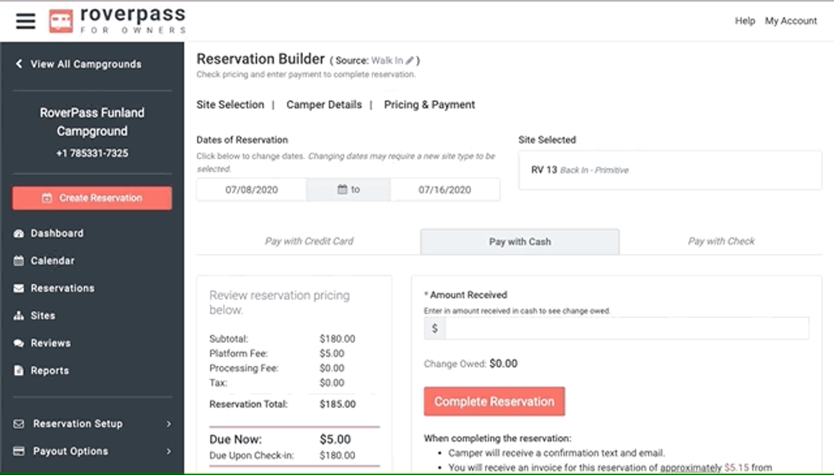 RoverPass Cash Payment Form 3