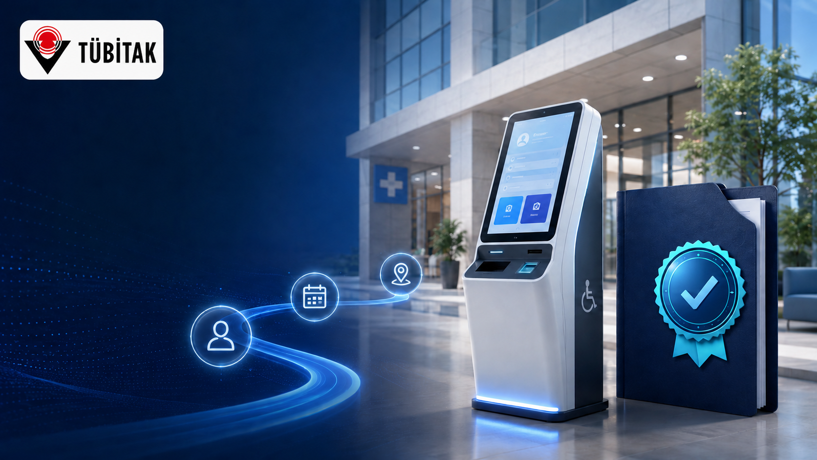 Bankosuz Hastanecilik Kiosk Projesinin TÜBİTAK 1707 desteğine kabulünü anlatan TÜBİTAK logolu görsel