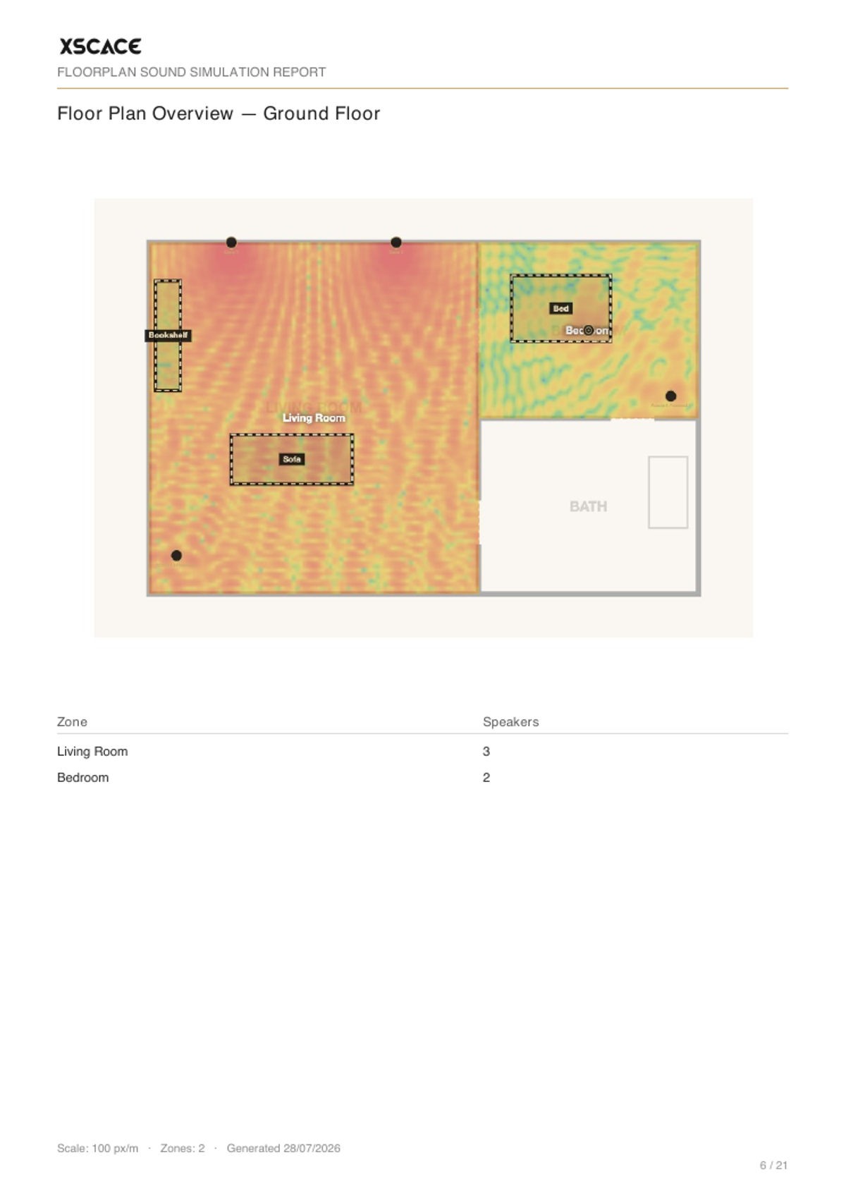 A floor-plan overview page from the generated client report