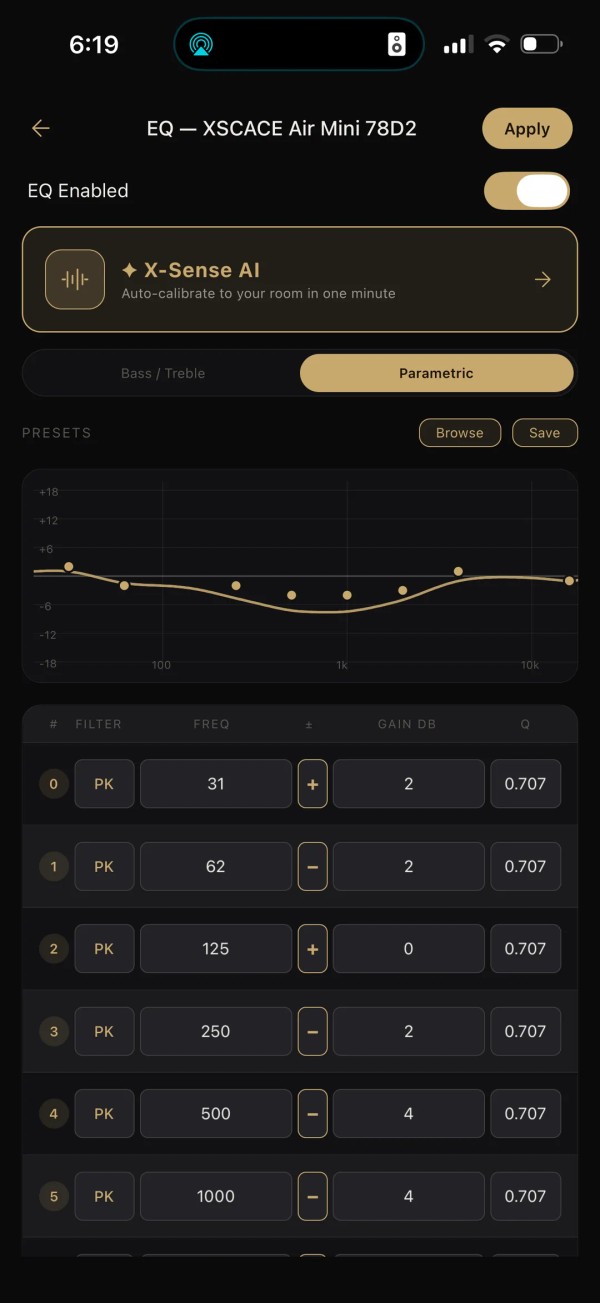 XSCACE Controller — X-Sense — Suggested EQ