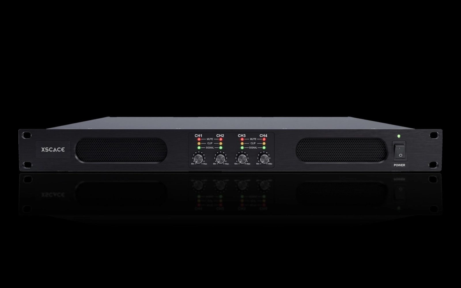 XSCACE Lucifer 4 four-channel power amplifier front panel