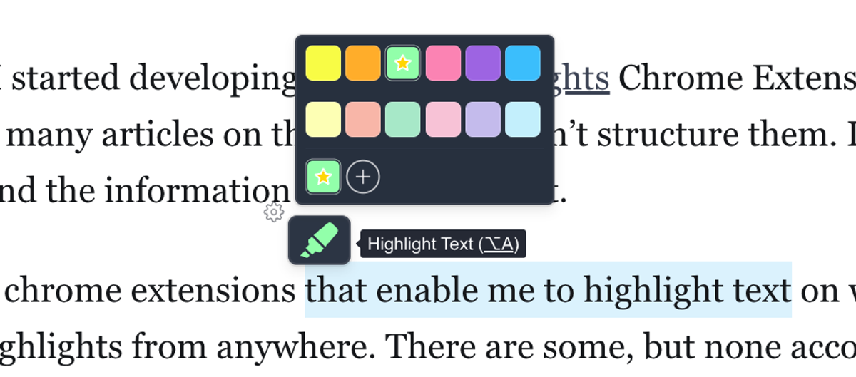 Highlight text using Web Highlights