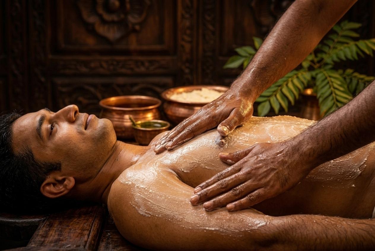 Njavara Theppu Ayurveda treatment at Vaidya Vrindavanam, Haripad